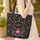 Ornate Folk Art Floral Butterfly Bouquet Swirling Vines - Work Commute Gift Quilted Tote Bag - 4