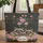 Raccoons Pink Roses Floral Wreath Personalized Name - Everyday Carry Gift Quilted Tote Bag - 1