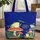 Storybook Frogs Mushroom Floral Wreath Personalized Name - Nature Lover Everyday Carry Gift Quilted Tote Bag - 1