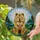 Fluffy Chow Chow Dog Seated Halo Rolling Hills Trees - Home Decor Gift for Chow Chow Lover Stained Glass Suncatcher - 2