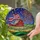 Rustic Barn American Flag Fireworks Night Sky - Independence Day Home Decor Gift For Veterans Stained Glass Suncatcher - 2