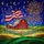 Rustic Barn American Flag Fireworks Night Sky - Independence Day Home Decor Gift For Veterans Stained Glass Suncatcher - 5