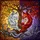 Foxes Yin Yang Intertwined Tree Autumn Cosmic Nebula Sky - Wildlife Lover Home Decor Gift Stained Glass Suncatcher - 5