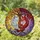 Foxes Yin Yang Intertwined Tree Autumn Cosmic Nebula Sky - Wildlife Lover Home Decor Gift Stained Glass Suncatcher - 1