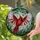 Red Cardinal Bird Red Berries Green Foliage - Wildlife Lover Home Decor Gift Stained Glass Suncatcher - 2