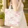 Loose Watercolor Peony Camellia Floral Medallion Gold Leaf Accents - Everyday Carry Lifestyle Gift Quilted Tote Bag - 4