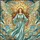 Angel Golden Halo Light Blue Teal Robe Ornate Belt Celestial Clouds - Home Decor Gift Stained Glass Suncatcher - 5