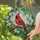 Northern Cardinal Bird Cherry Blossom Red Berry Branch Wildlife Home Decor Gift Bird Lover Stained Glass Suncatcher - 2