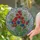 Stained Glass Botanical Blooming Red Flowers Indigo Berries Green Leaves Sky Swirls - Home Decor Gift Stained Glass Suncatcher - 2