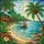 Tropical Beach Ocean Scene Boat Bungalows Palm Tree - Home Decor Gift for Ocean Lover Stained Glass Suncatcher - 5