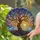 Ancient Tree Glowing Orbs Golden Sunset Ocean Border - Home Decor Gift Stained Glass Suncatcher - 2