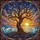 Ancient Tree Glowing Orbs Golden Sunset Ocean Border - Home Decor Gift Stained Glass Suncatcher - 5