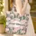 Blush Pink Magnolia Sage Green Name Wreath with Black White Stripes - Everyday Carry Gift Quilted Tote Bag - 4