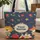 Red Apple Crayon Daisy Denim Pinstripe - Back to School Gift for Students Quilted Tote Bag - 1