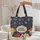 Red Apple Crayon Daisy Denim Pinstripe - Back to School Gift for Students Quilted Tote Bag - 5