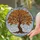 Gnarled Tree Mosaic Leaves Sky Land - Home Decor Gift for Nature Lover Stained Glass Suncatcher - 2