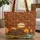 Rustic Log Cabin River, Autumn Leaves, Personal Name – Everyday Carry Gift Quilted Tote Bag - 1