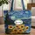 Personalized Sunflowers Wreath Starry Sky Rolling Hills Houses - Everyday Carry Gift Quilted Tote Bag - 1