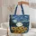 Personalized Sunflowers Wreath Starry Sky Rolling Hills Houses - Everyday Carry Gift Quilted Tote Bag - 5