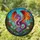 Fiery Winged Dragon Green Foliage Blossoms Craggy Rocks Wood Border Home Decor Gift for Dragon Lover Stained Glass Suncatcher - 1