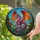 Fiery Winged Dragon Green Foliage Blossoms Craggy Rocks Wood Border Home Decor Gift for Dragon Lover Stained Glass Suncatcher - 2