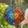 Wolf Heads Heart Mosaic Stained Glass - Cool Warm Tone Tiffany Jewel Tones Home Decor Gift Stained Glass Suncatcher - 2