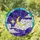 Golden Crescent Moon Star Flowing Clouds Violet Night Sky Teal Aqua Border Home Decor Gift Stained Glass Suncatcher - 1