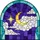 Golden Crescent Moon Star Flowing Clouds Violet Night Sky Teal Aqua Border Home Decor Gift Stained Glass Suncatcher - 5