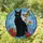 Black Cat Monarch Butterfly Blooming Flowers - Home Decor Gift for Cat Lover Stained Glass Suncatcher - 1