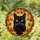 Black Cat Golden Eye Autumn Leaves - Cat Lover Home Decor Gift Stained Glass Suncatcher - 1