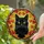 Black Cat Golden Eye Autumn Leaves - Cat Lover Home Decor Gift Stained Glass Suncatcher - 2