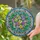 Circular Flower Bouquet Ornate Scrolled Frame - Home Decor Gift Stained Glass Suncatcher - 2