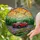 Red Modern SUV Birds Evergreen Trees Wind Turbines Sunset Hills - Home Decor Gift Stained Glass Suncatcher - 2