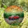 Red Modern SUV Birds Evergreen Trees Wind Turbines Sunset Hills - Home Decor Gift Stained Glass Suncatcher - 1