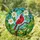Red Cardinal Bird White Flowers Green Leaves Berries - Bird Lover Home Decor Gift Stained Glass Suncatcher - 1