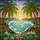 Tropical Seascape Palm Trees Sunset Sky Crashing Waves Islands - Home Decor Gift Stained Glass Suncatcher - 5