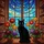 Sleek Black Cat Stained Glass Window Plants Bookshelves Home Decor Gift for Cat Lover Stained Glass Suncatcher - 5