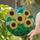 Jewel Tone Sunflowers Green Leaves Blue Sky Mosaic - Home Decor Gift for Gardeners Stained Glass Suncatcher - 2