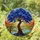Twisted Gnarled Tree River Rolling Hills Landscape - Nature Lover Home Decor Gift Stained Glass Suncatcher - 1