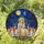 Virgin Mary Baby Jesus Spotted Deer Starry Night Sky - Faith Home Decor Gift Stained Glass Suncatcher - 1