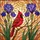 Red Cardinal Bird Purple Iris Flowers Sunny Day Mosaic - Home Decor Wildlife Gift Stained Glass Suncatcher - 5