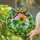 Sunflower Plant Pot Pink Flowers Scalloped Wreath Sky - Plant Lover Gift Stained Glass Suncatcher - 2