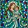 Serene Woman Embracing Joyful Child Flowing Robes Geometric Mosaic - Home Decor Gift Stained Glass Suncatcher - 5