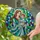 Serene Woman Embracing Joyful Child Flowing Robes Geometric Mosaic - Home Decor Gift Stained Glass Suncatcher - 2