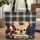 French Bulldog Plaid Enamel Plaque Travel Everyday Carry for Dog Lover Quilted Tote Bag - 1