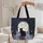 Black Cat Antique Books Lilacs Your Name - Everyday Carry Gift for Cat Lovers Quilted Tote Bag - 5