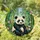 Panda Bear Bamboo Forest Leaves Flowers Berries - Home Decor Gift for Wildlife Lovers Stained Glass Suncatcher - 1