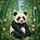 Panda Bear Bamboo Forest Leaves Flowers Berries - Home Decor Gift for Wildlife Lovers Stained Glass Suncatcher - 5
