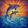 Adult & Young Dolphins Leaping Sunrise Ocean - Home Decor Gift for Wildlife Lovers Stained Glass Suncatcher - 5