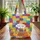Color Block Round Eyes Pointed Beaks Five Chickens Party Hats Speech Bubble Market Day Gift Quilted Tote Bag - 3